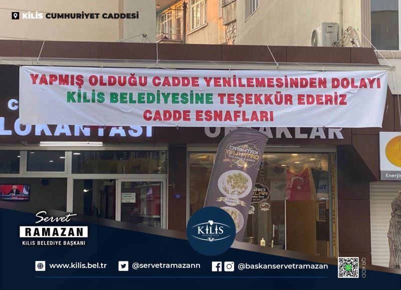 Esnaflardan Belediyeye pankartlı teşekkür
