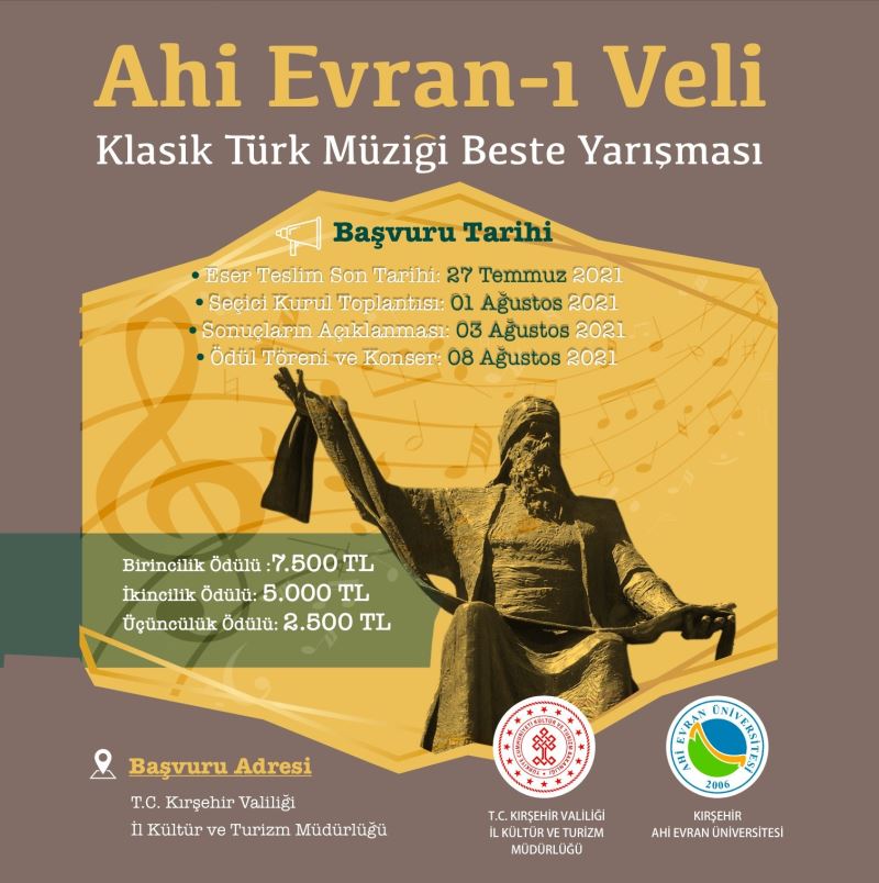 Doğumunun 850. yılında Ahi Evran temalı müzik yarışması düzenlenecek
