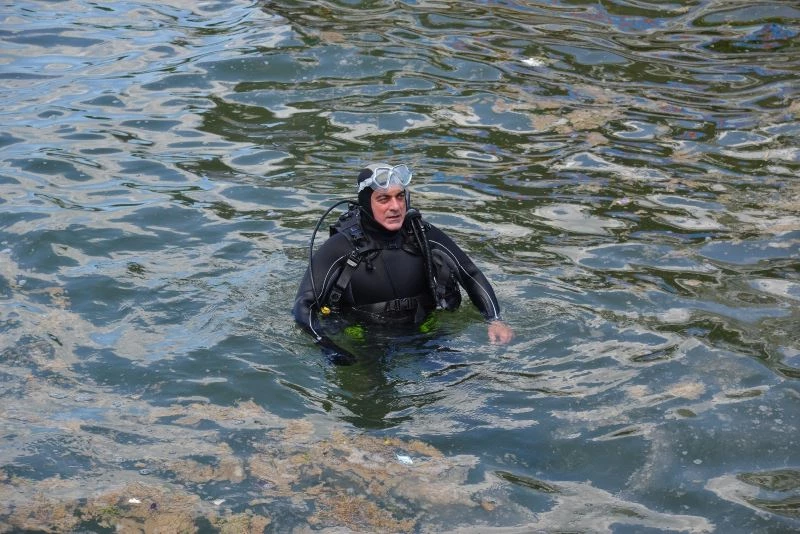 Belediye Başkanı çevre gününde deniz salyası için daldı

