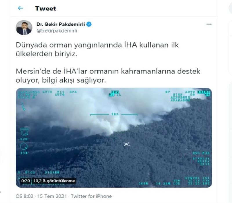 Mersin’deki orman yangınına müdahaleye İHA’larla destek veriliyor
