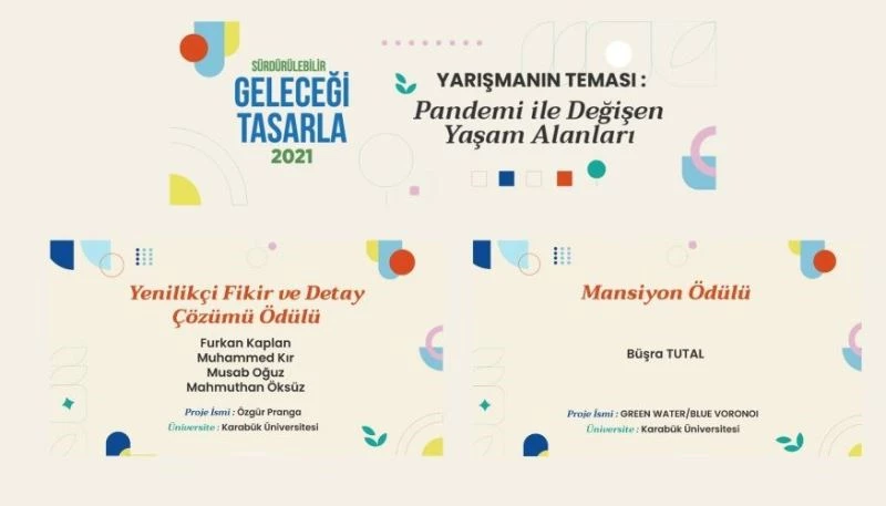 KBÜ’ye “Sürdürülebilir Geleceği Tasarla” yarışmasında iki ödül
