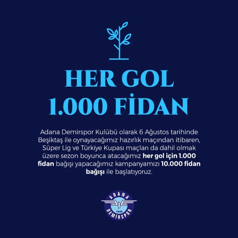 Adana Demirspor attığı her gole 1000 fidan bağışlayacak