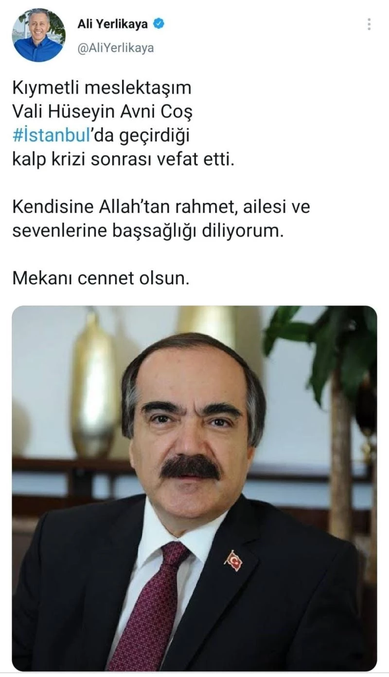 Hüseyin Avni Coş kaldırıldığı hastanede hayatını kaybetti
