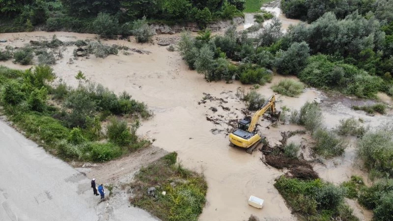 Evinin önüne düşen direği kaldırmak isterken sel sularına kapıldı

