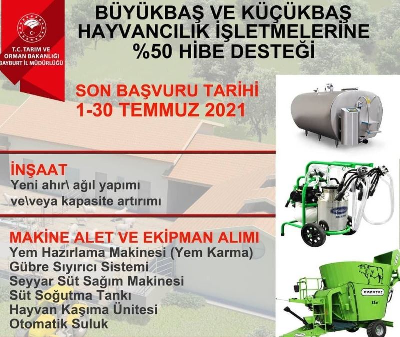 Hayvancılık işletmelerine yüzde 50 hibe desteği
