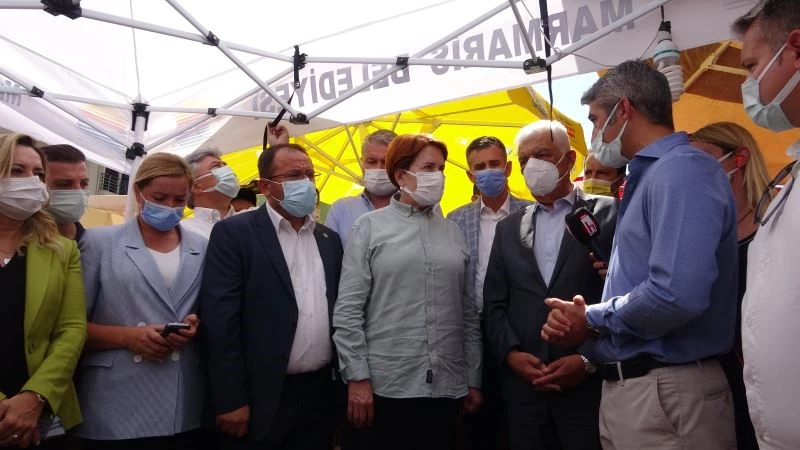 İYİ Parti Genel Başkanı Akşener orman yangınının sürdüğü Marmaris’te
