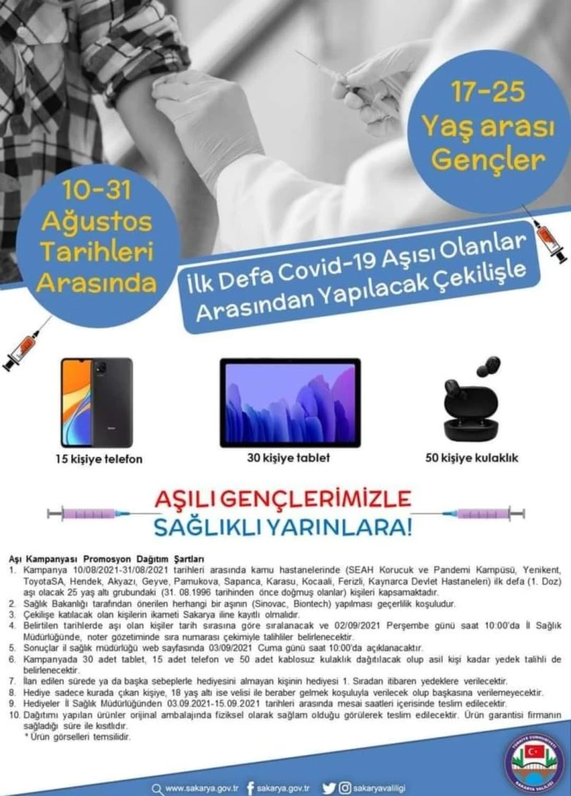 Aşı teşviki için gençlere hediyeler verilecek
