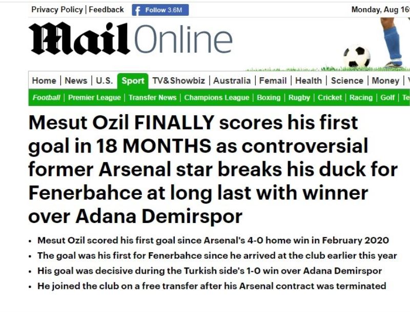Mesut Özil’in ilk golü dünya basınında
