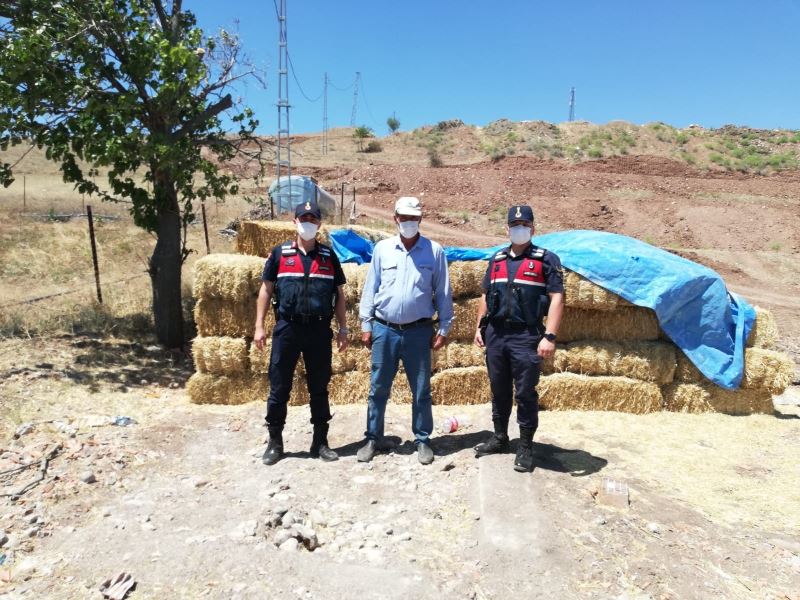 Hırsızlar şimdide çiftçinin samanına göz dikti: Jandarma PTS’den tespit etti, hırsızı yakaladı

