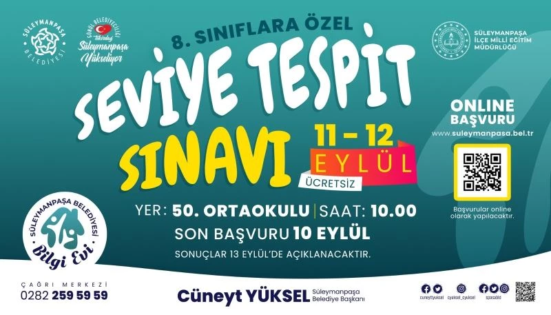 Süleymanpaşa Belediyesi LGS Seviye Tespit Sınavı düzenleyecek
