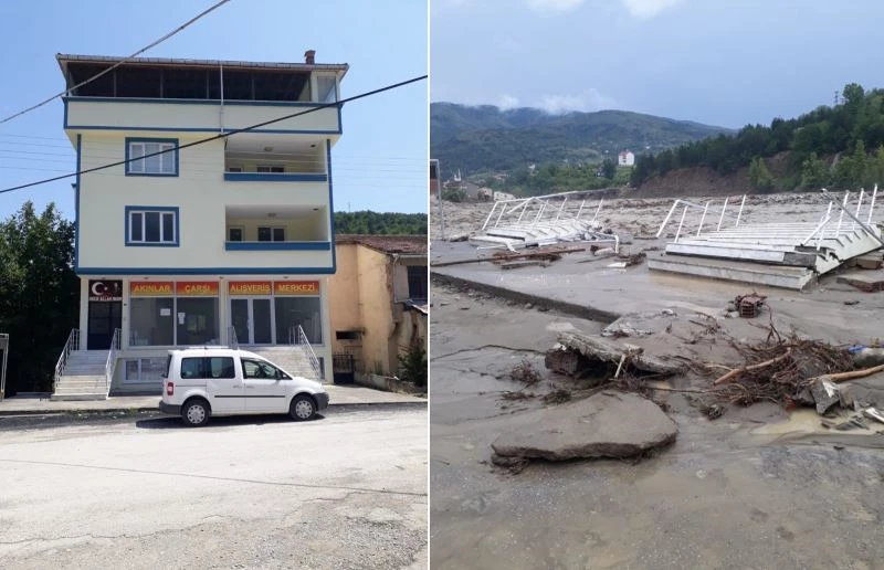 Babaçay’da 4 katlı binadan sadece merdivenler kaldı
