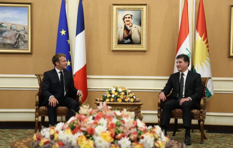 Fransa Cumhurbaşkanı Macron, IKBY Başkanı Barzani ile görüştü
