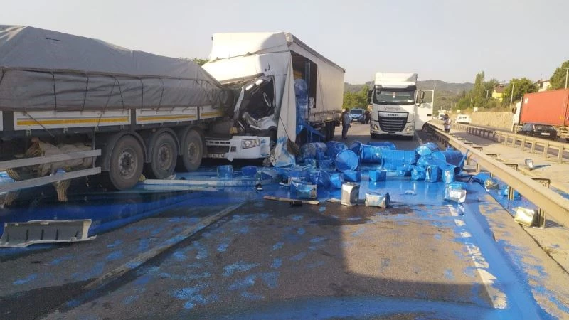 Kazaya karışan TIR çekiciyle kaldırıldığı sırada alevlere teslim oldu
