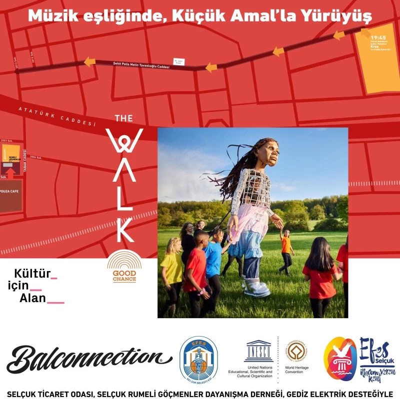 Kukla küçük Amal Selçuk’ta çocuklarla yürüyecek
