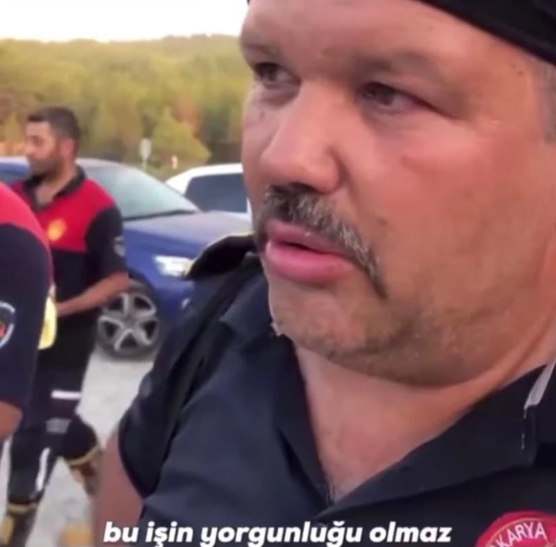 Yangın söndürme çalışmalarına katılan Sakaryalı itfaiyeci:

