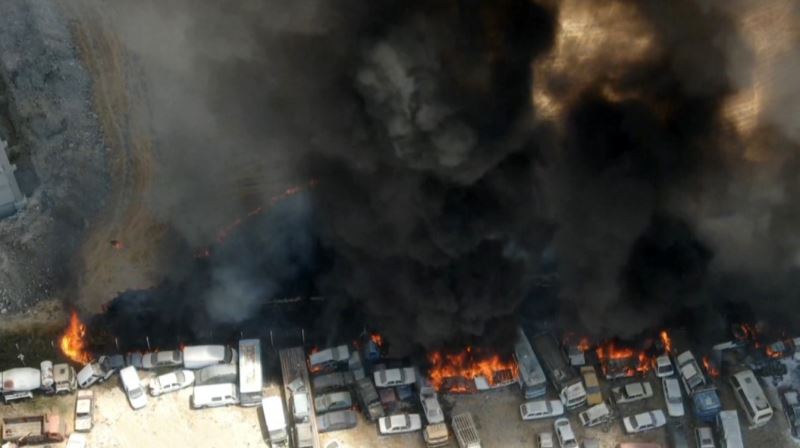 Kahramanmaraş’ta otoparktaki 71 araç yandı
