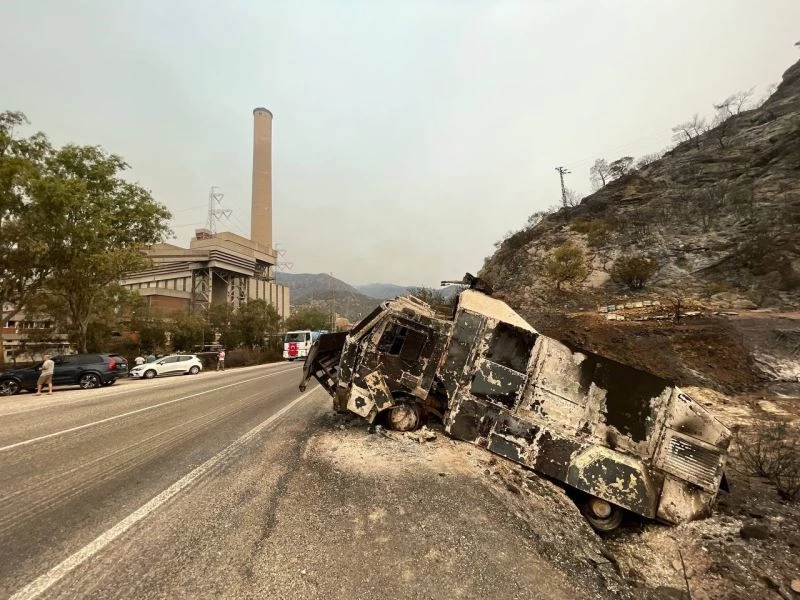 Yangından sonra Termik Santral bölgesi böyle görüntülendi
