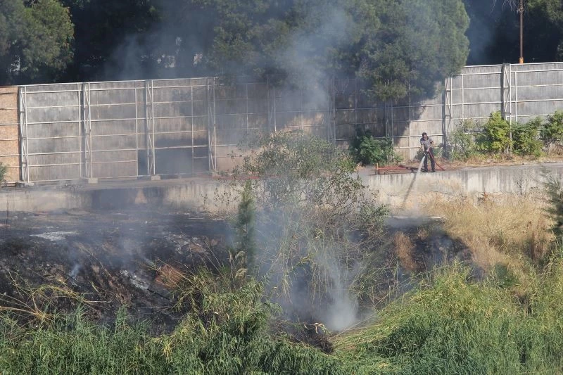 Fuar yakınındaki otluk alanda korkutan yangın
