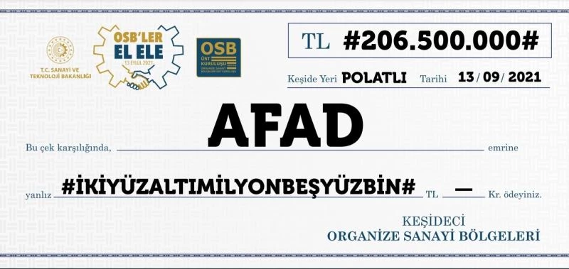 “Ben de Varım” kampanyasına 93 OSB’den 206 milyon liralık destek
