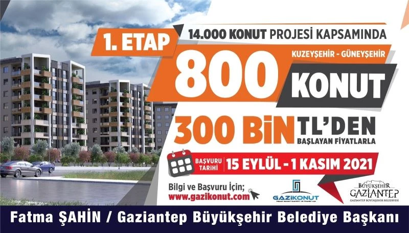 Gaziantep’te 14 bin konut için ön talep toplanmaya başladı
