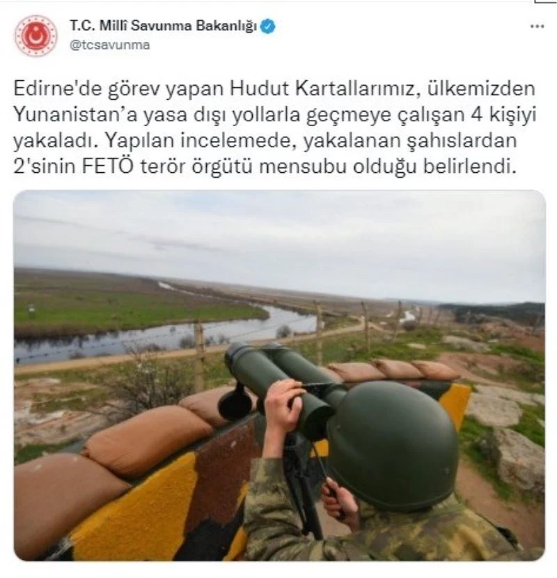 Yunanistan’a kaçmaya çalışan 2’si FETÖ mensubu 4 kişi yakalandı

