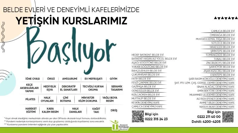 Yetişkin kursları 34 noktada başlıyor
