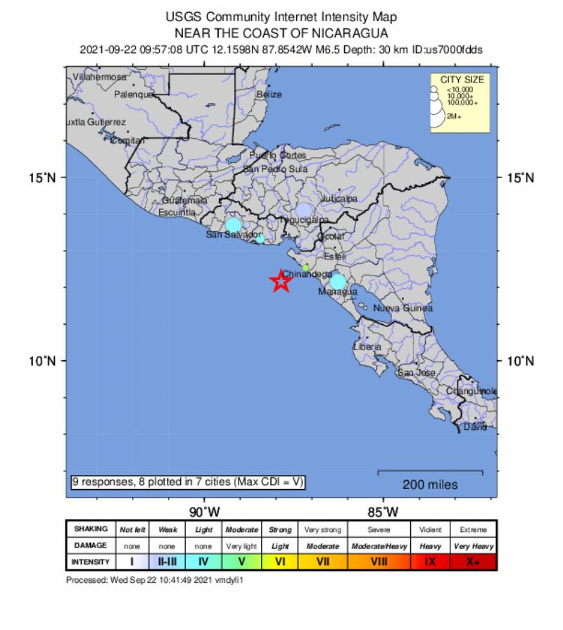 Nikaragu’da 6.5 şiddetinde deprem
