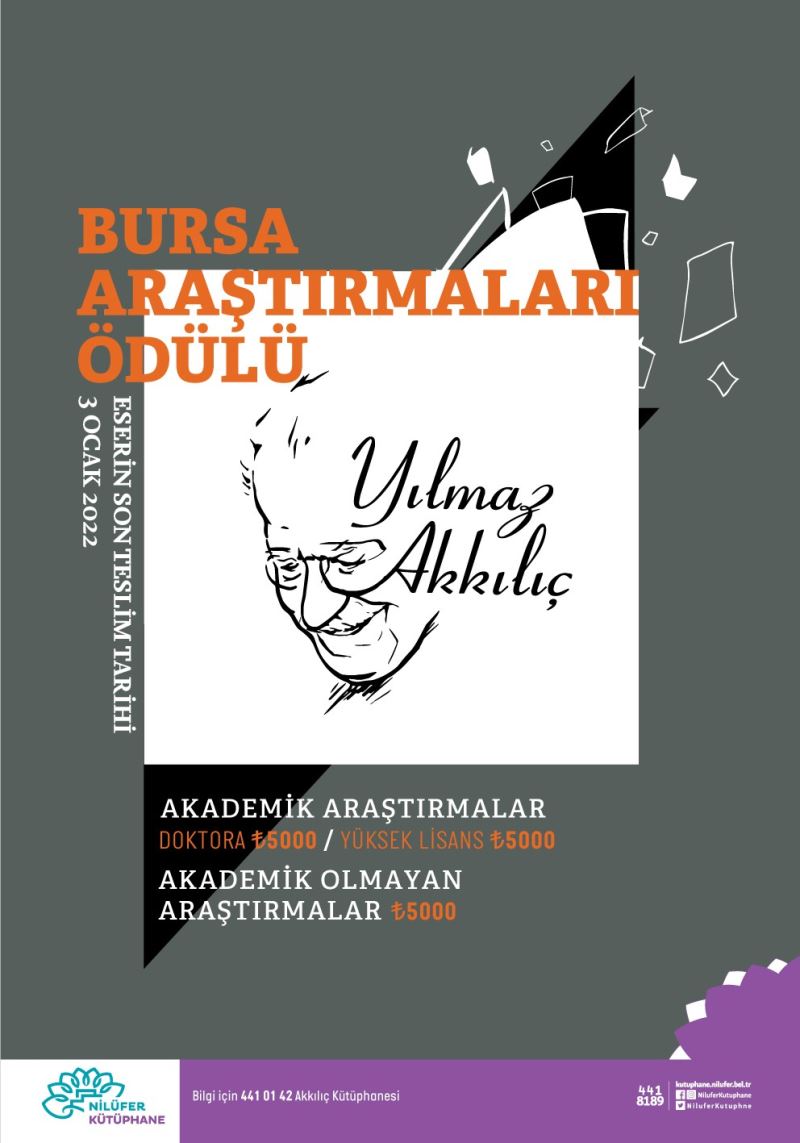 Yılmaz Akkılıç Bursa Araştırmaları Ödülü’ne başvurular başladı
