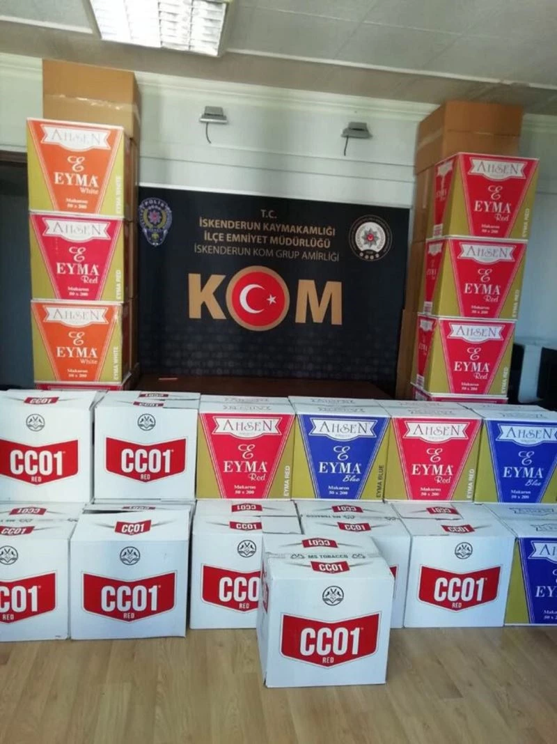 İskenderun’da 410 bin adet kaçak makaron ele geçirildi
