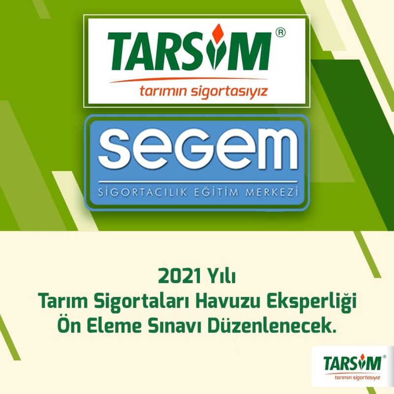 2021 Yılı Tarım Sigortaları Havuzu Eksperliği Ön Eleme Sınavı düzenlenecek
