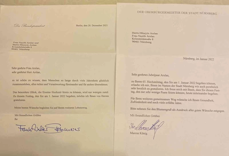 Almanya Cumhurbaşkanı Steinmeier, Türk çiftin 65’inci evlilik yıl dönümünü kutladı
