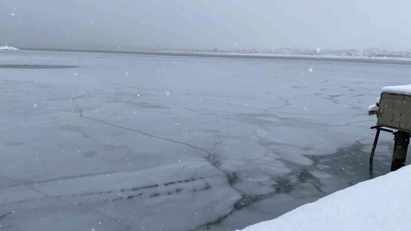 Van Gölü kıyıları dondu
