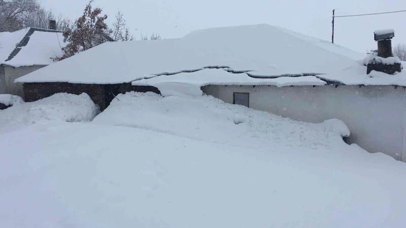 Karlıova’da  ev ve ahırlar kar altında kaldı
