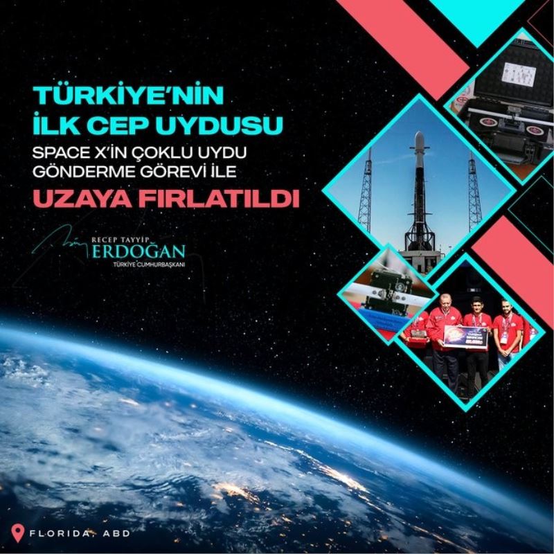 Cumhurbaşkanı Erdoğan’dan uzaya fırlatılan Grizu-263A mini uydusuna ilişkin paylaşım

