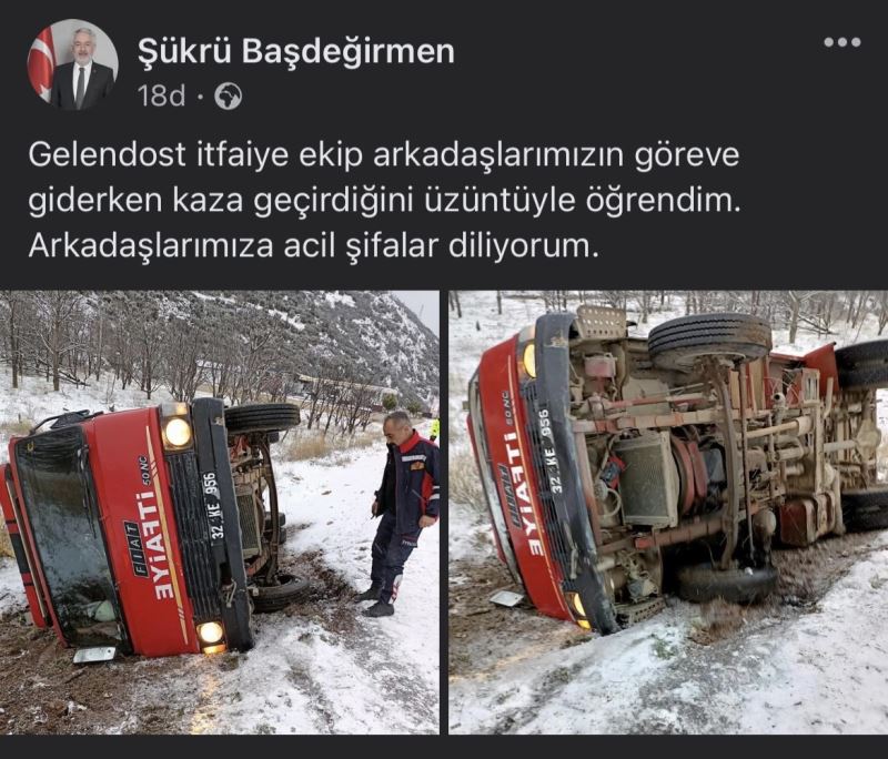 İtfaiye aracı kazaya müdahaleye giderken kaza yaptı
