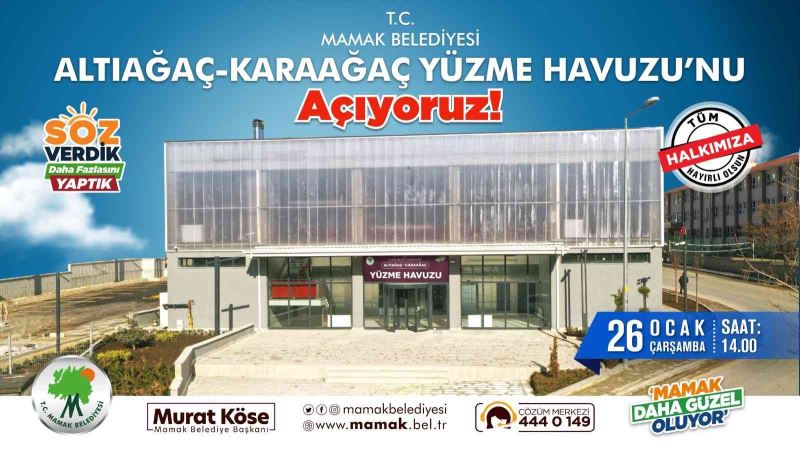 Altıağaç-Karaağaç Yüzme Havuzu hizmete açılıyor
