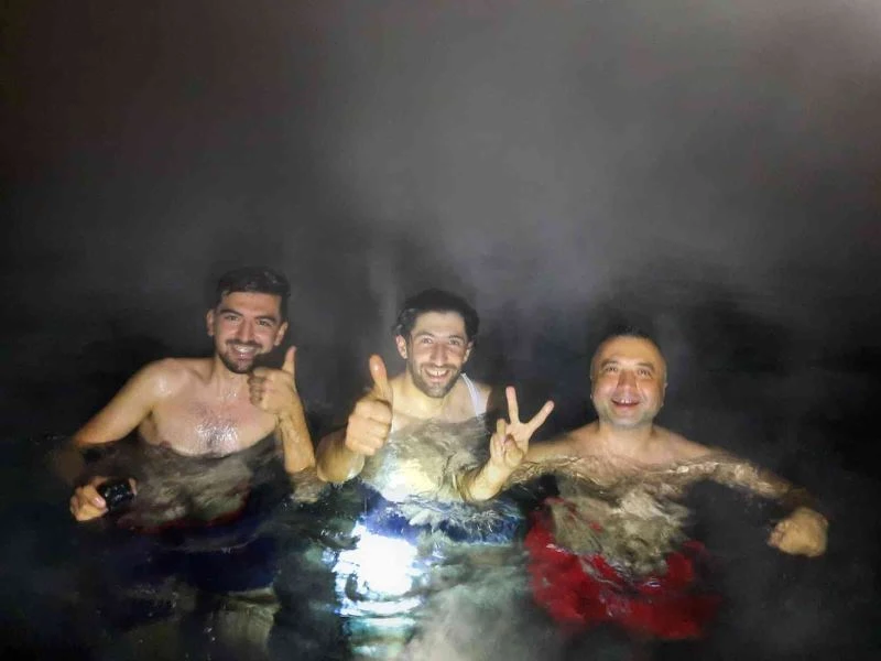 Türkmen Dağı’nın dondurucu soğuğunda kaplıca keyfi
