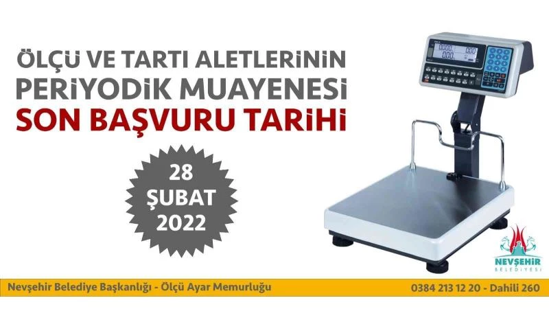 Ölçü ve tartı aletleri muayenesinde son gün 28 Şubat
