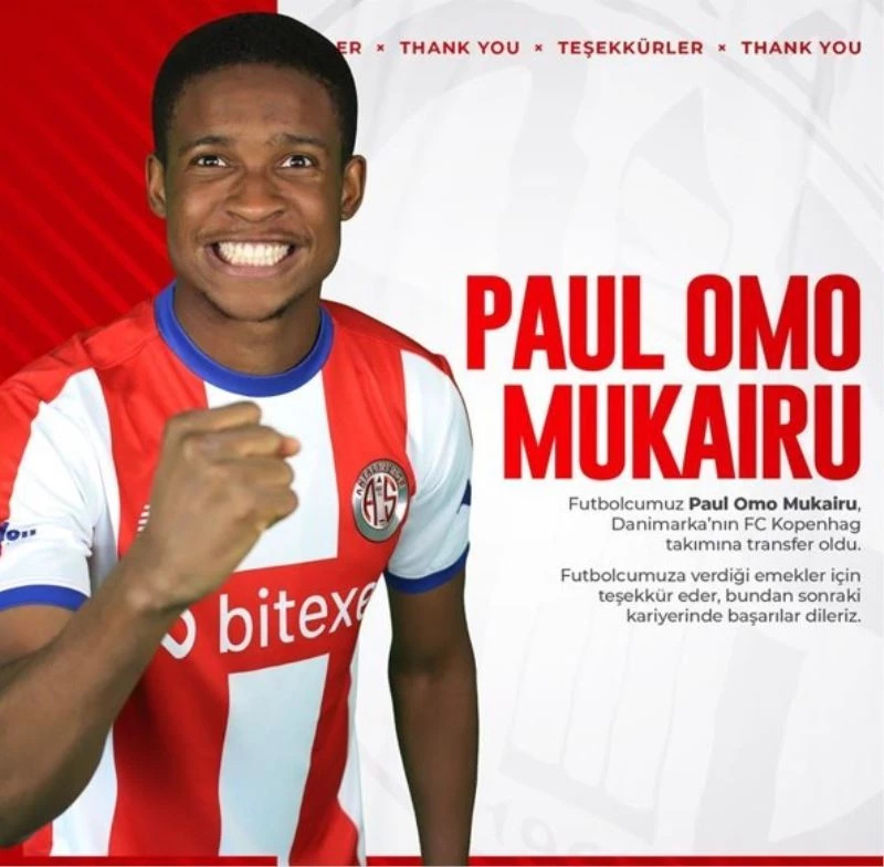 Antalyaspor’da Mukairu Kopenhag’a transfer oldu
