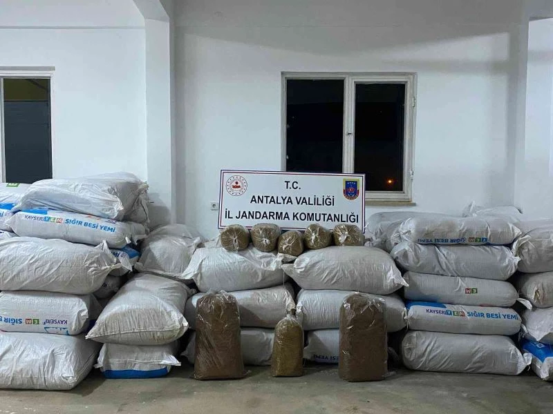 Antalya’da 113 yem çuvalı dolusu kaçak tütün ele geçirildi
