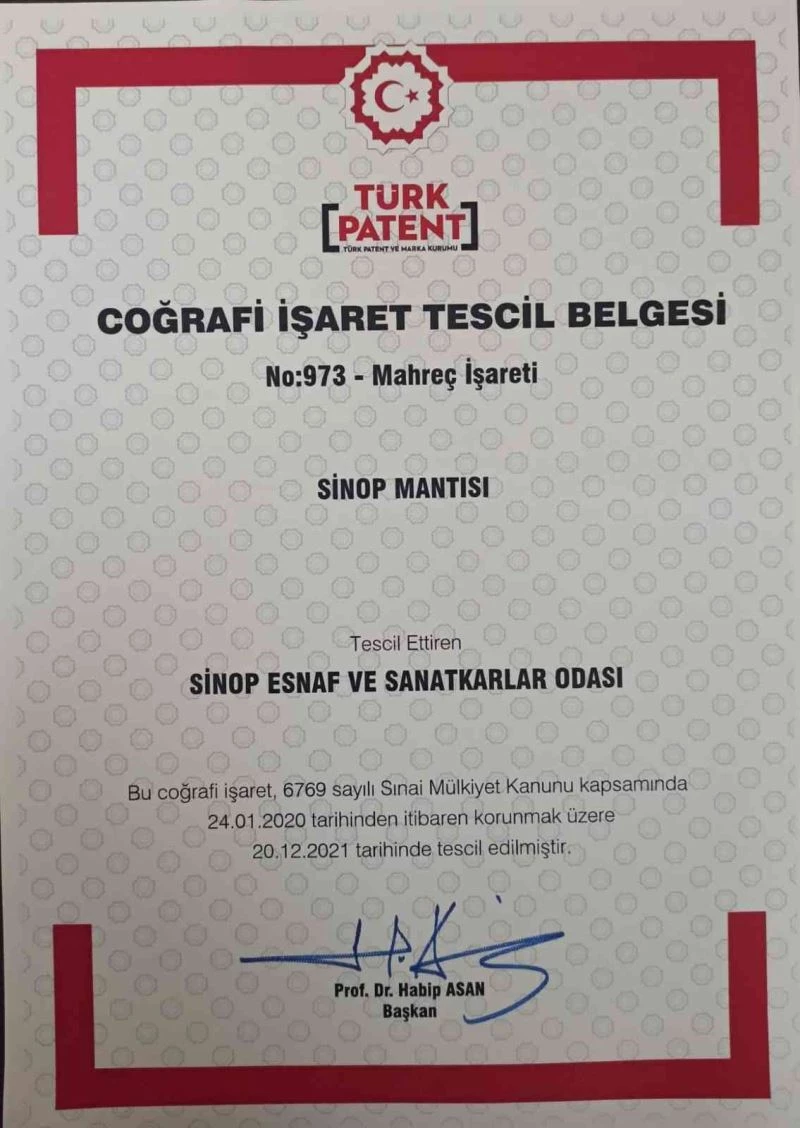 ’Sinop mantısı’ coğrafi işaret aldı
