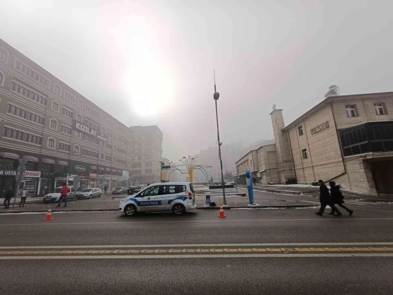 Erzurum’da yoğun sis görüş mesafesini düşürdü, ağaçlar kırağı tuttu
