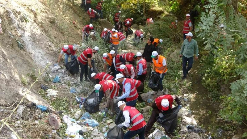 Şemdinli’de gönüllüler bir olup ilçeyi çöpten arındırdı

