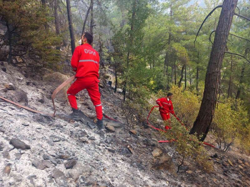 Kontrol altına alınan orman yangınında soğutma çalışmaları devam ediyor
