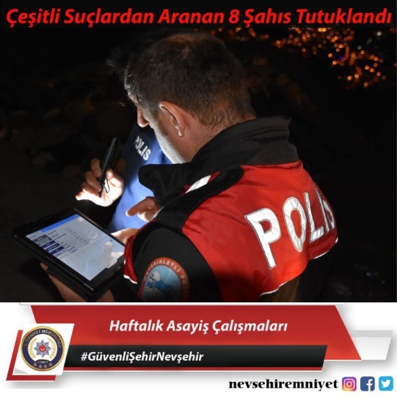 Nevşehir’de aranması bulunan 8 şahıs tutuklandı
