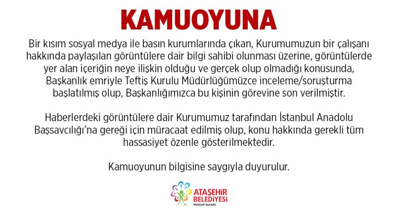 Ataşehir Belediyesinden rüşvet iddialarına ilişkin açıklama
