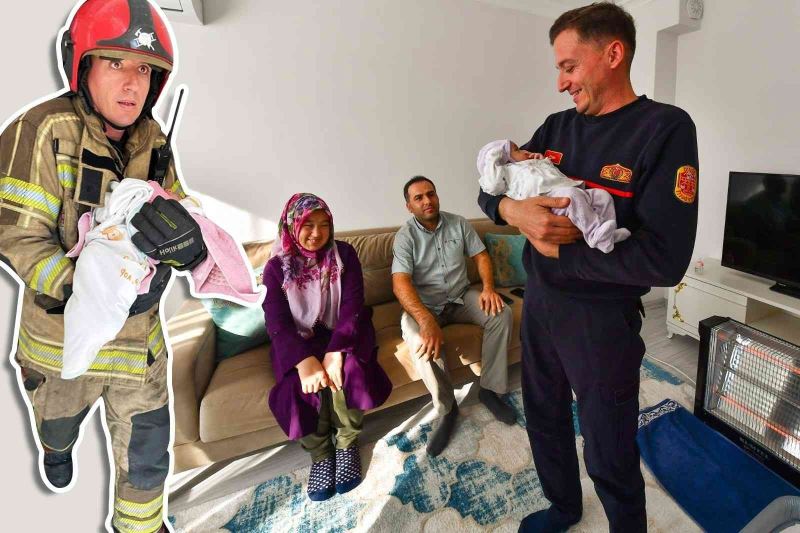 Kahraman itfaiyeci yangından kurtardığı Nehir bebekle buluştu
