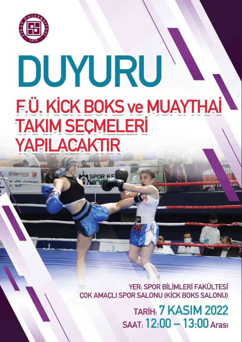Fırat Üniversitesi kick boks ve muaythai takım seçmeleri yapacak
