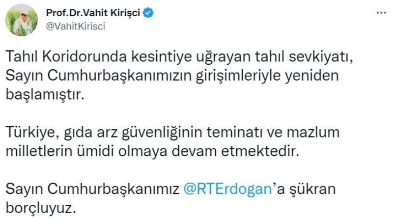 Tahıl koridorunda sevkiyat yeniden başladı
