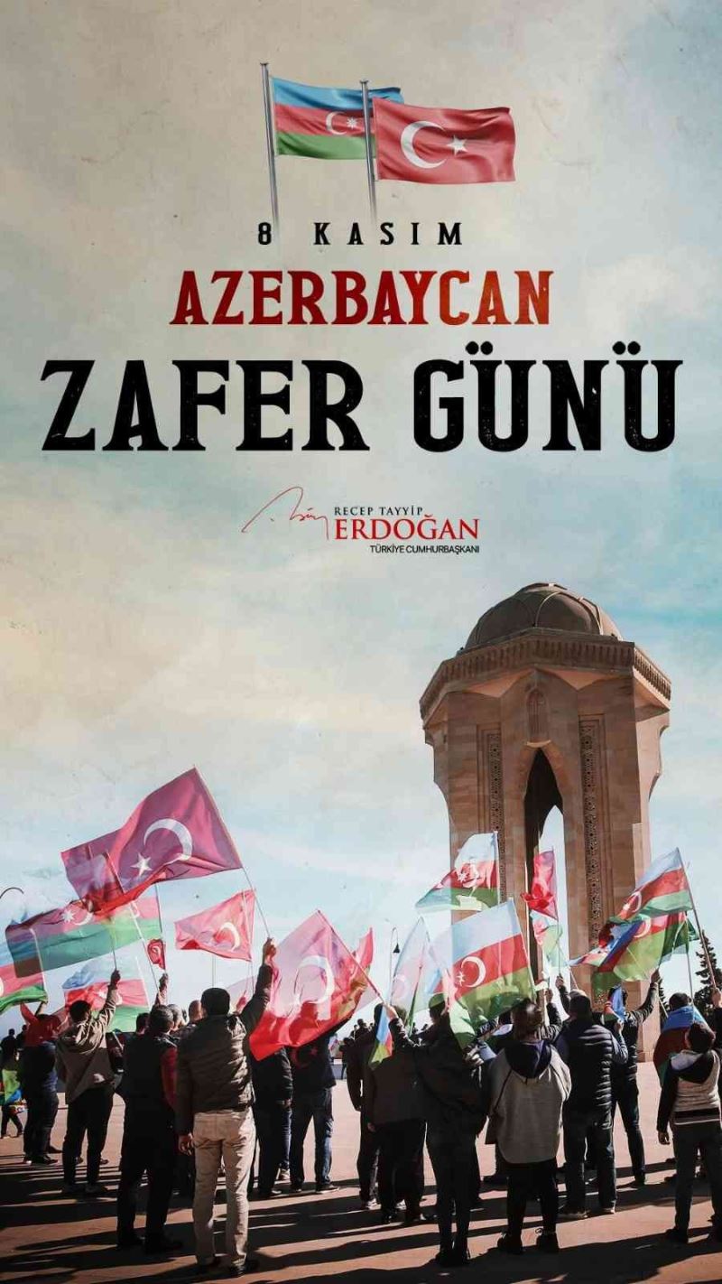 Cumhurbaşkanı Erdoğan Azerbaycan’ın 8 Kasım Zafer Günü’nü  kutladı
